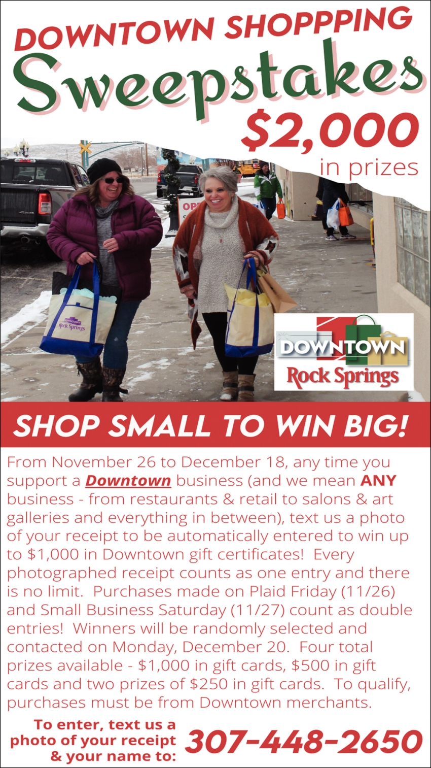 Downtown Shopping Sweepstakes Downtown Rock Springs Rock Springs WY