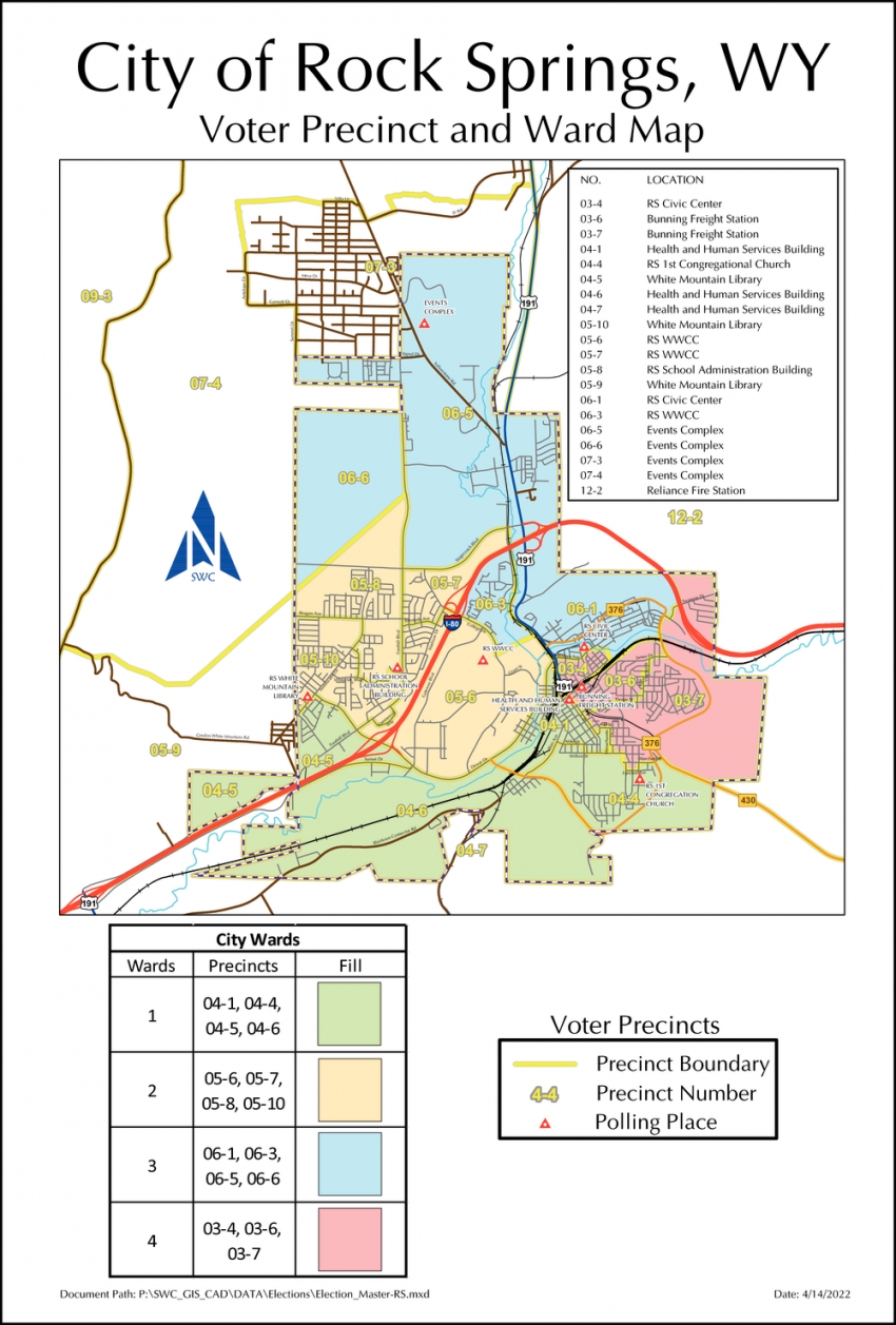 Voter Precinct And Ward Map City Of Rock Springs Rock Springs WY