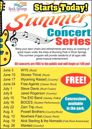 Starts Today Rock Springs Summer Concert Series